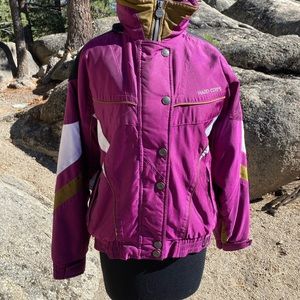 Vintage Hard Corps brand ski jacket.Men’s Small. Dark Magenta;White/Copper trims